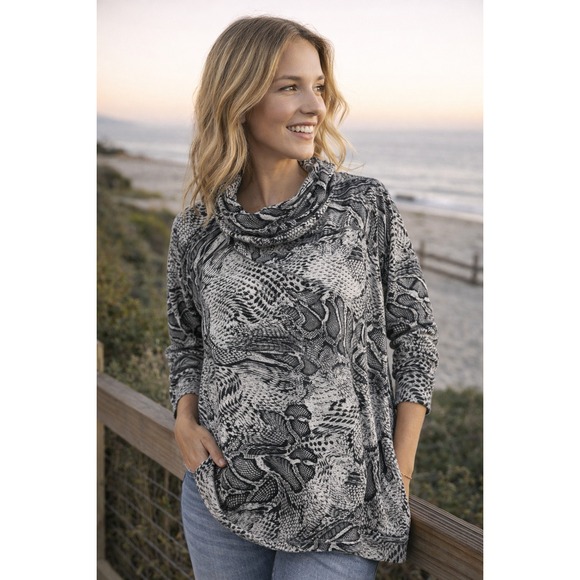 White House Black Market Tops - Women Sweater White House Black Market  Medium Tunic  Neck Snit Tunic  Skin Gray